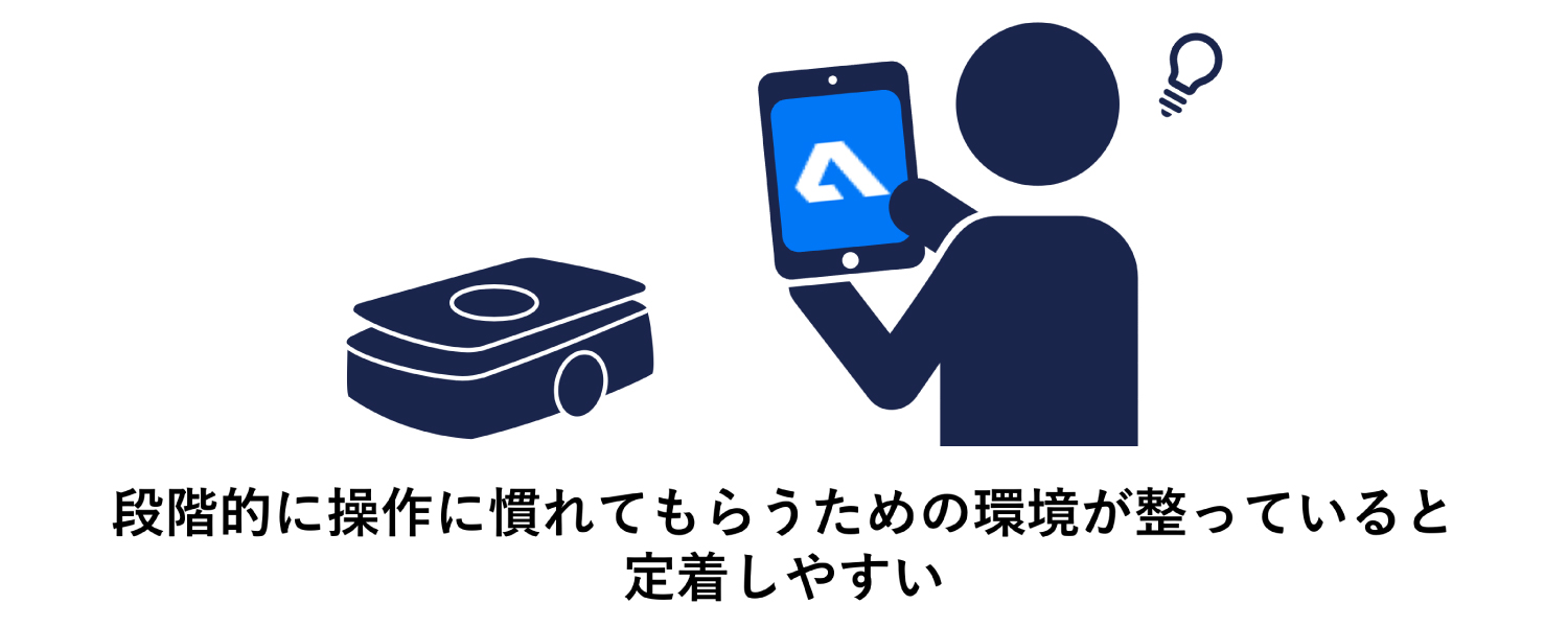 段階的に操作に慣れてもらうための環境が整っていると定着しやすい
